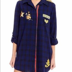 sam edelman navy plaid sleepshirt
